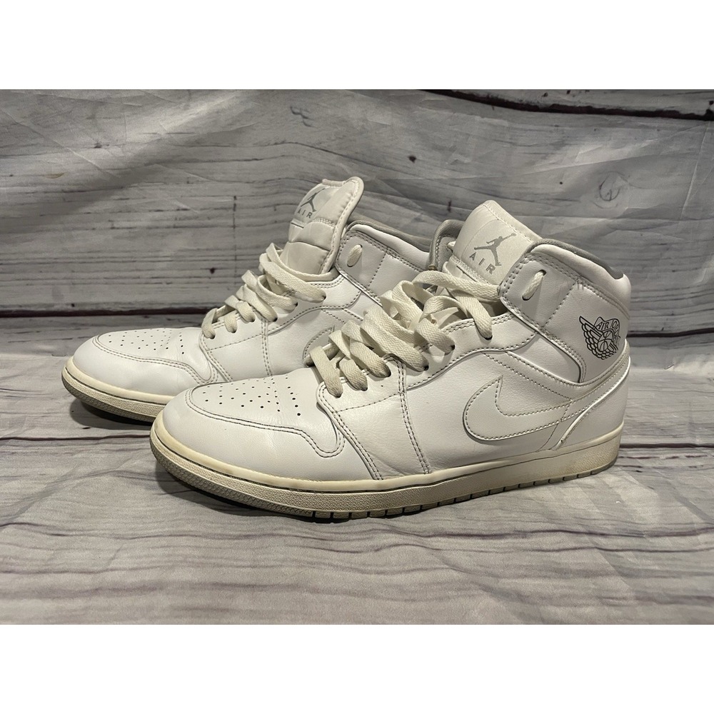 Nike Air Jordan 1 Mid White Wolf Grey 554724-112 Men's Size 11.5